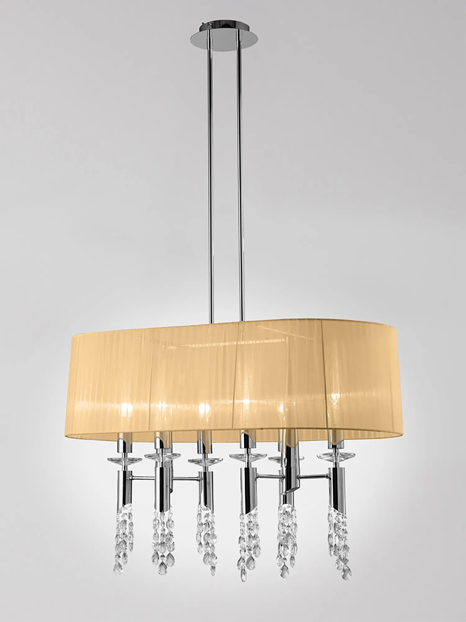 Tiffany Crystal Pendant 6+6 Light Polished Chrome
